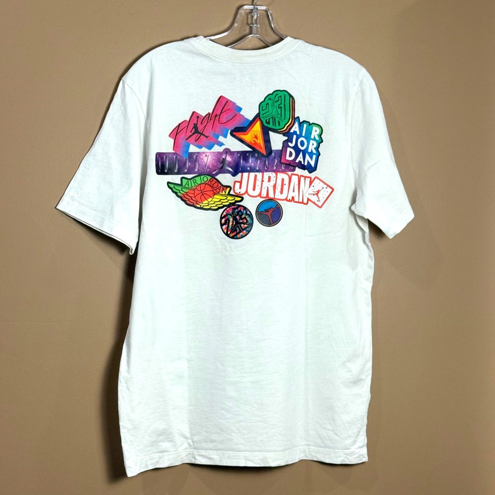 Nike Air Jordan Tee Brand Sticker DNA #23 T-Shirt White CD5638-100 Mens M